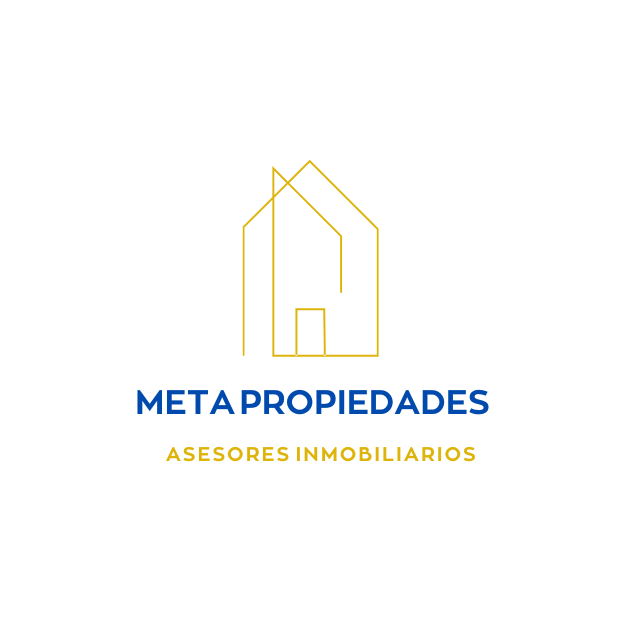 Logo Meta Propiedades Fondo Blanco letras azul y amarillo 1